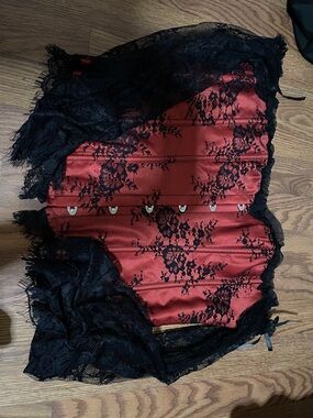 Red Satin Lace Corset Top